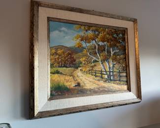 Framed Autumn Landscape Oil Painting by Doris Floyd