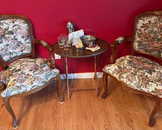 Pair of Chateau D'ax Spa Louis XV Floraly Tapestry Armchairs