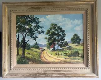 Framed Farm Landscape Oil Paintings by Doris Floyd