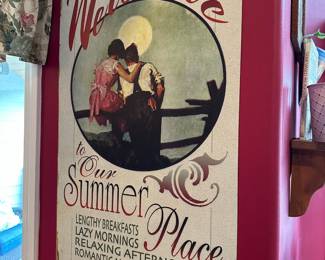 Rustic Wall Sign "Welcome to Our Summer Place" Tin Plaque