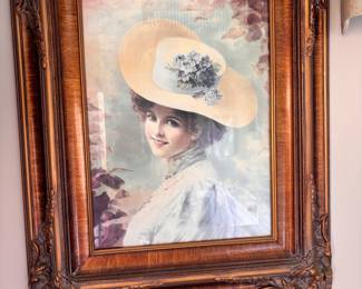 Ornately Framed Edwardian Lady Portrait Print