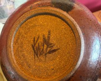 Brown Stoneware Lidded Casserole - Signed Kanatz