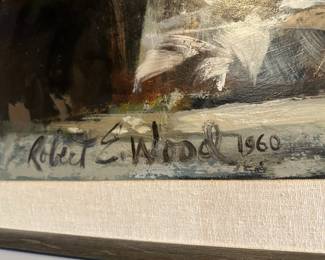 1960 Framed Ceremonial Procession Oil Painting by Robert E. Wood