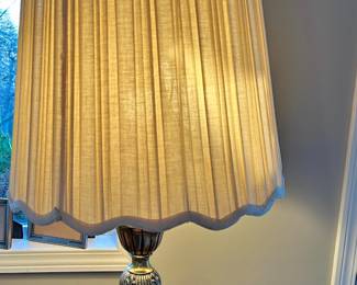 Hollywood Regency Amber Glass Table Lamp with Oversized Shade