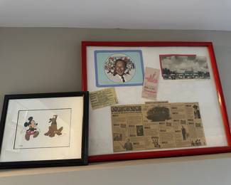 Framed & Matted Original Walt Disney "Mr. Mouse Takes a Trip" Limited Edition Sericel, Disney Memorabilia Collage with 1985 Disneyland Passport
