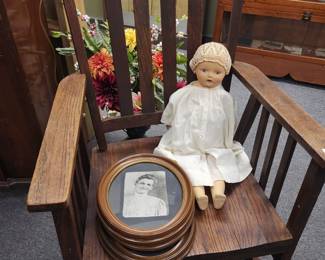 Antique rocker with doll