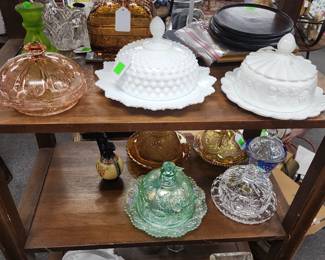 Collection of round butter dishes