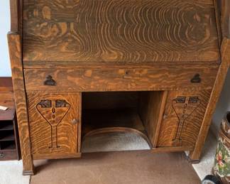 oak drop front antique desk