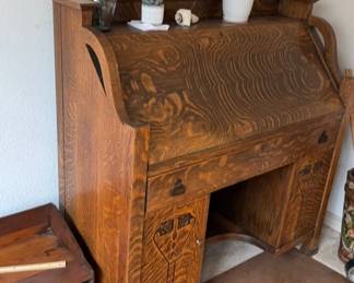oak drop front antique desk