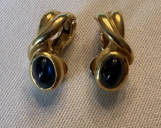 Manfredi 18K gold clip-on cabochon drop earrings