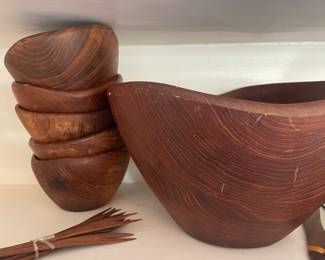 Mid-C Wood salad bowl set