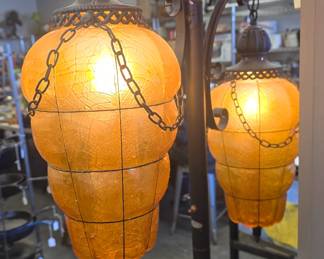 vintage mcm pole lamps 