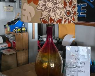 Blenko Amberina glass lamp