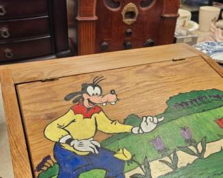 goofy painted childs desk box 