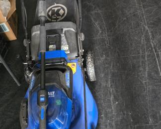 Kobalt battery powered lawn mower, weed eater and battery charger 