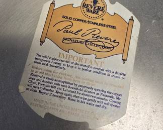 paul revere copper pot and pan set.