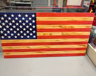 large hand made wood US Flag