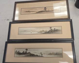 Vintage. Japanese landscape. Framed.