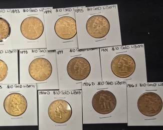 Pre 33 10-dollar Coronet head Gold Coins 