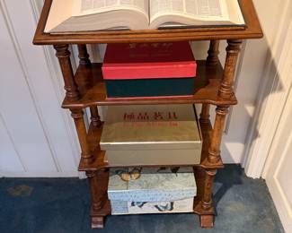 Butler Alden Library Stand with Chinese Terracotta Tea sets new in box!