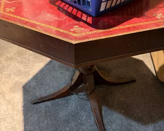 Red Leather Top antique table 