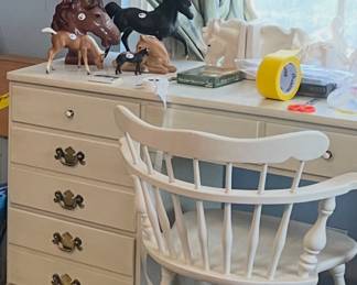 White desk with Windsor chair 