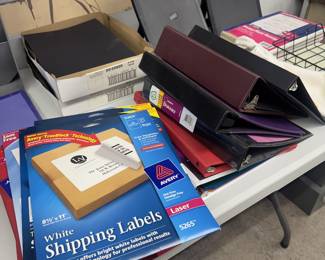 Labels, folders, office supplies