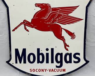 DS Porc. Mobilgas Sign with Pegasus Logo, 58 x 56 Inches