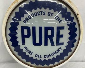 Pure Oil Company Gas Pump Globe with Metal Body, 19 inches