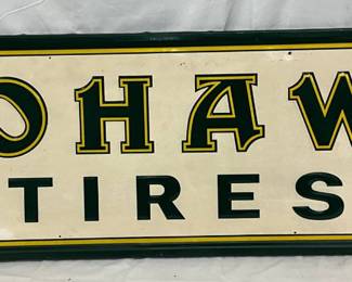 Mohawk Tires Emb. Self-Framed Metal Sign, 60in x 18in