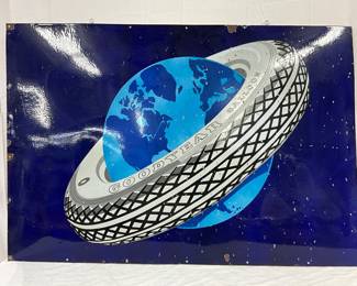 SS Porc. Goodyear Balloon Tire Sign, 60in x 40in
