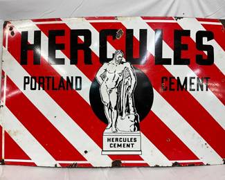 Single-Sided Porcelain Sign, Hercules Portland Cement, 48 x 30 Inches