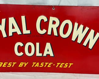 Emb. Royal Crown Cola Tin Sign, 30×12