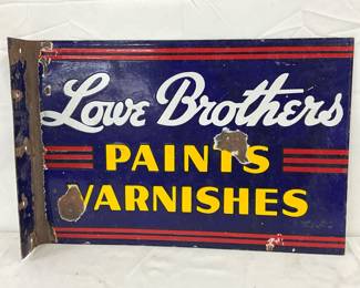 DS Porc. Love Brothers Paints/Varnishes & Nepto-Lac Enamels Flange Sign, 18x12