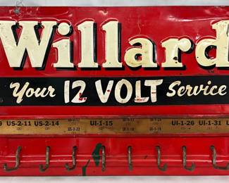 Willard 12-Volt Service Metal Display with Hooks, 17×9 Inches