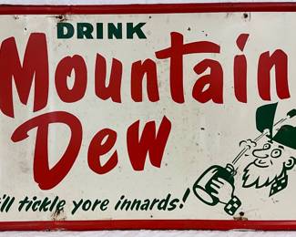1955 Mountain Dew Self Framed Sign, 60in x 36in