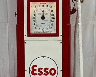 1935 Wayne 866 Clock Face Gas Pump with Esso Branding, Professionally Restored