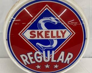 Skelly Milk Glass Wide Body Gas Pump Globe, 16 Inches