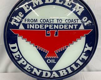‘The Emblem of Dependability,’ Metal Frame Pump Globe, 17in