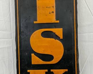 Early Emb. Fisk Tires Wood-Framed Metal Sign, 18in x 60in