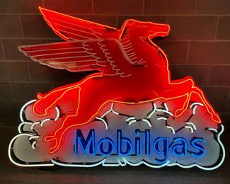 Mobilgas Pegasus Neon Sign with New Transformers, 64in x 48in x 5in