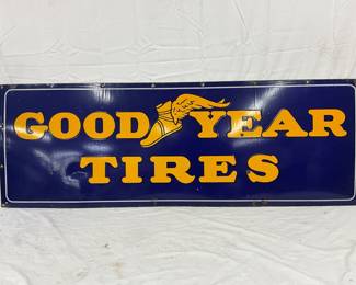 SS Porc. Goodyear Tires Sign, 64in x 22.5in
