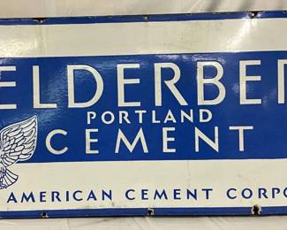Helderberg Portland Cement Single-Sided Porcelain Advertising Sign, 48×20 in.