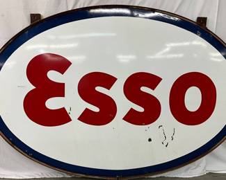 DS Porc. Esso Service Station Sign in Metal Frame, 89 x 61 Inches