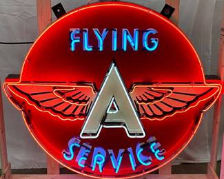 Flying A Neon Sign with Winged Logo, 52 x 45 Inches