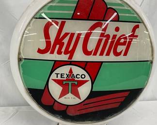 Milk Glass Texaco Sky Chief Gas Pump Globe, 16-Inch