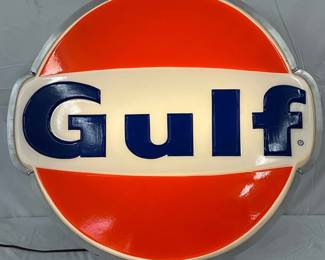 Gulf Lighted Lexan Can Sign, 34in x 32in