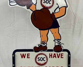 Early SOC Boy Wooden Sidewalk Sign, 24in x 56in