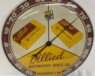 12in Pam Clock Co. Allied Automotive Parts Thermometer