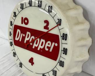 Dr Pepper Plastic Bottle Cap Thermometer, 11 in Diameter